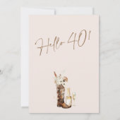 Rustieke Bloemen Cowgirl Boot Champagne 40ste Verj Kaart (Achterkant)