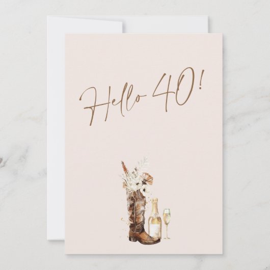 Rustieke Bloemen Cowgirl Boot Champagne 40ste Verj Kaart (Achterkant)