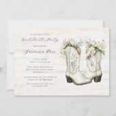 Rustieke Bloemen Cowgirl Laarzen Bachelorette Part Kaart (Voorkant)