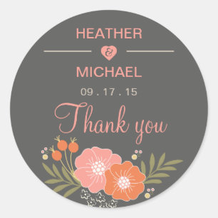 Rustieke bloemen dank u ronde sticker