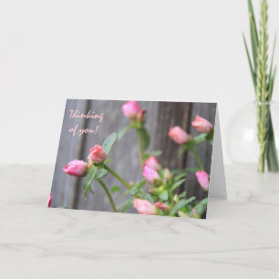 Rustieke Bloemen Denken aan U, Bloemen/Houten Omhe Kaart
