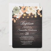 Rustieke bloemen doop uitnodiging | Hout herfst (Voorkant)