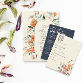 Rustieke bloemen Dubbele boog Ivoor Bruiloft Kaart