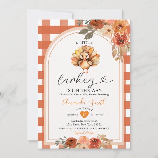 Rustieke Bloemen Een beetje Turkije Gingham Baby s Kaart (Voorkant)