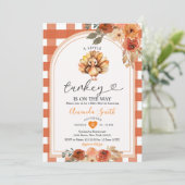 Rustieke Bloemen Een beetje Turkije Gingham Baby s Kaart (Staand voorkant)