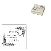Rustieke Bloemen & Elegant Script Retouradres Rubberstempel (Gestempeld)