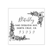 Rustieke Bloemen & Elegant Script Retouradres Rubberstempel (Afrduk)