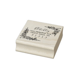 Rustieke Bloemen & Elegant Script Retouradres Rubberstempel