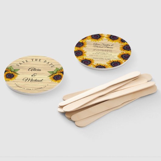 Rustieke bloemen elegante schuur hout bruiloft sav handwaaier (Niet-gemonteerd)