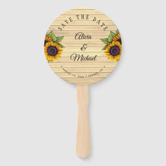 Rustieke bloemen elegante schuur hout bruiloft sav handwaaier (Voorkant)