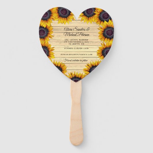 Rustieke bloemen elegante schuur hout bruiloft sav handwaaier (Achterkant)