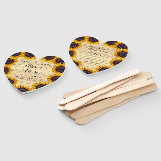 Rustieke bloemen elegante schuur hout bruiloft sav handwaaier (Niet-gemonteerd)