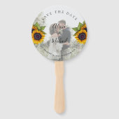 Rustieke bloemen elegante trouwfoto opslaan datum handwaaier (Voorkant)