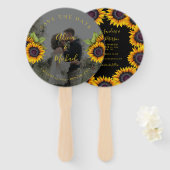 Rustieke bloemen elegante trouwfoto opslaan datum handwaaier (Voorkant en achterkant)