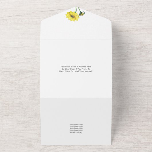 Rustieke Bloemen Elegante Zonnebloem Huwelijk Alle All In One Uitnodiging (Buitenkant)