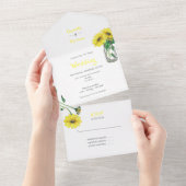 Rustieke Bloemen Elegante Zonnebloem Huwelijk Alle All In One Uitnodiging (Afscheurbaar)