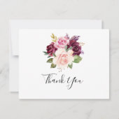 Rustieke Bloemen en Botanische Bladgroen Vlak Huwe Bedankkaart (Voorkant)