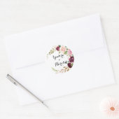 Rustieke Bloemen en Botanische Bruiloft Envelop Af Ronde Sticker (Envelop)