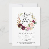 Rustieke Bloemen en Botanische Foliage Bruiloft Save The Date (Voorkant)