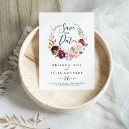 Rustieke Bloemen en Botanische Foliage Bruiloft Save The Date
