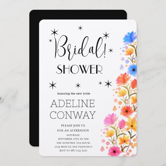 Rustieke bloemen en bruidsdromen kaart (Voorkant / Achterkant)