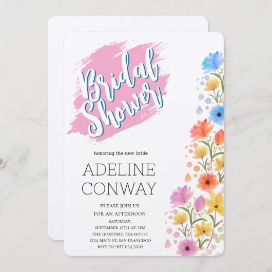 Rustieke bloemen en bruidsdromen kaart (Voorkant / Achterkant)