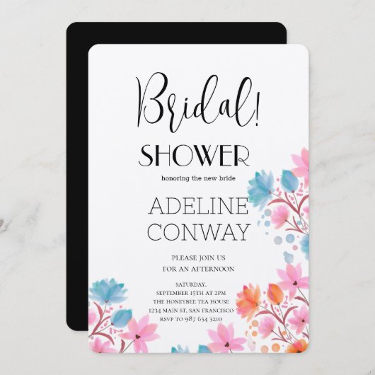 Rustieke bloemen en bruidsdromen kaart (Voorkant / Achterkant)