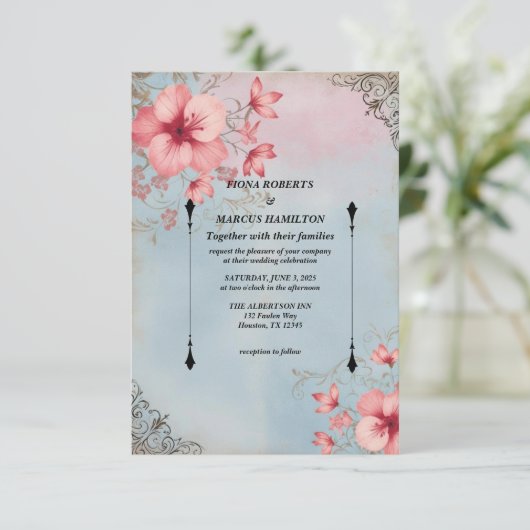  rustieke bloemen en elegante RSVP-kaart RSVP Kaartje (Staand voorkant)