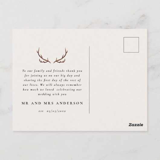 Rustieke bloemen en gebladerte waterverf krans dan briefkaart (Achterkant)