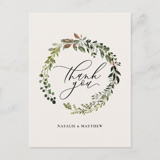 Rustieke bloemen en gebladerte waterverf krans dan briefkaart (Voorkant)