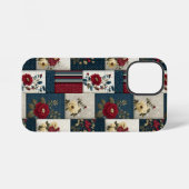 Rustieke bloemen en geometrische patchwork ontwerp iPhone hoesje (Achterkant horizontaal)