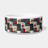 Rustieke bloemen en geometrische patchwork ontwerp voerbakje (Rechts)