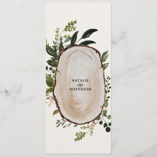 Rustieke bloemen en houtluizen gewei bruiloft menu (Achterkant)