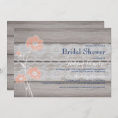 Rustieke Bloemen En Kant Bruids Douche Uitnodiging (Voorkant / Achterkant)