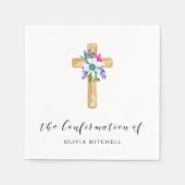 Rustieke bloemen en kruisen | Confirmation!REMOVE! Servet (Voorkant)