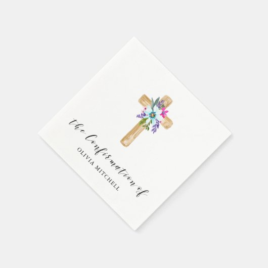 Rustieke bloemen en kruisen | Confirmation!REMOVE! Servet (Hoek)