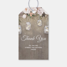 Rustieke bloemen en Mason Jar Lights Bruiloft Cadeaulabel