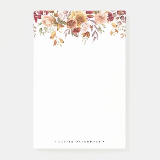 Rustieke bloemen en pompoenen herfst Notities Post-it® Notes (Voorkant)