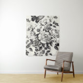 Rustieke bloemen en vlinder - Ouderwets (3) Wandkleed (In situ)