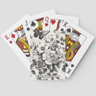 Rustieke Bloemen en Vlinder - Vergilmd Papier (3) Pokerkaarten