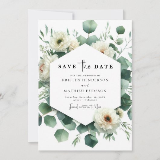 Rustieke Bloemen Eucalyptus Digitale Huwelijk Save The Date (Voorkant)