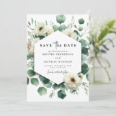 Rustieke Bloemen Eucalyptus Digitale Huwelijk Save The Date (Staand voorkant)