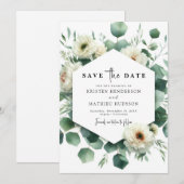 Rustieke Bloemen Eucalyptus Digitale Huwelijk Save The Date (Voorkant / Achterkant)