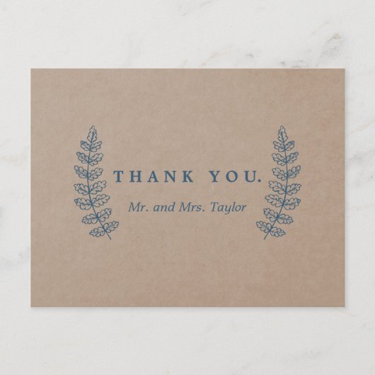 Rustieke bloemen | Faux Kraft Bedankt Briefkaart (Voorkant)