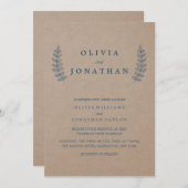 Rustieke bloemen | Faux Kraft bruiloft uitnodiging (Voorkant / Achterkant)