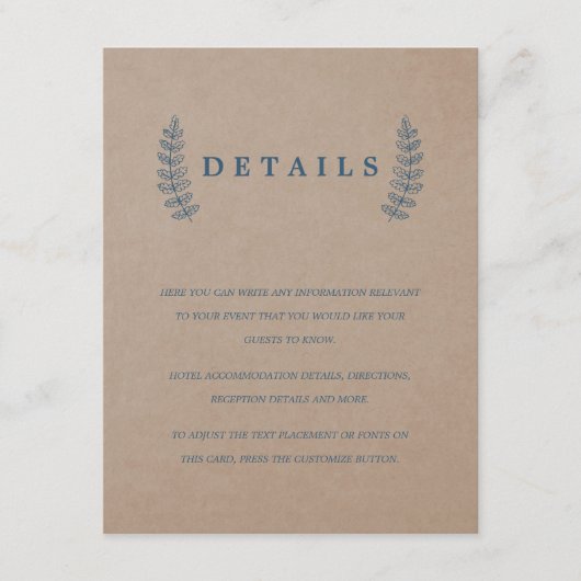 Rustieke bloemen | Faux Kraft Trouwgegevens Kaart (Voorkant)