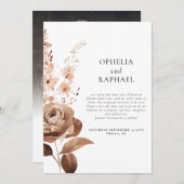 Rustieke bloemen foto overlay QR code Boho bruilof Save The Date (Voorkant / Achterkant)