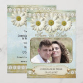 Rustieke bloemen foto save the date kaart (Voorkant / Achterkant)