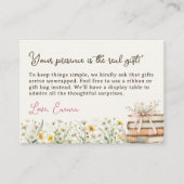 Rustieke Bloemen Geen Gift Wrap Vrijgezellenfeest  Informatiekaartje (Voorkant)