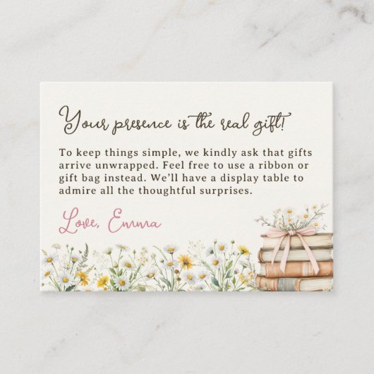 Rustieke Bloemen Geen Gift Wrap Vrijgezellenfeest  Informatiekaartje (Voorkant)